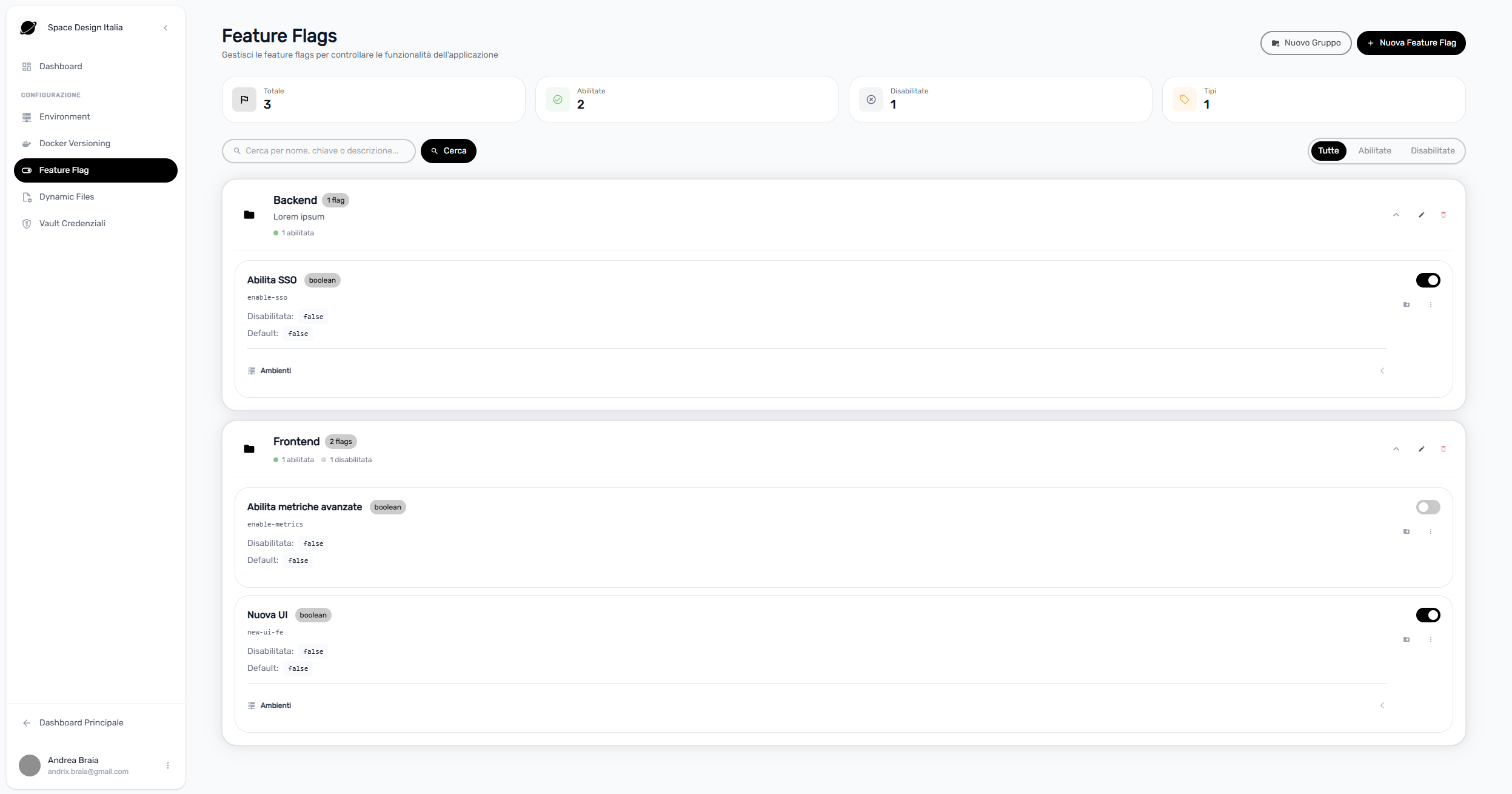 Gestione Feature Flags in Orbyt - Toggle istantaneo e controllo per ambiente